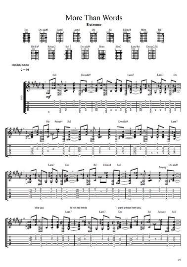 More than Words Extreme tablature partition