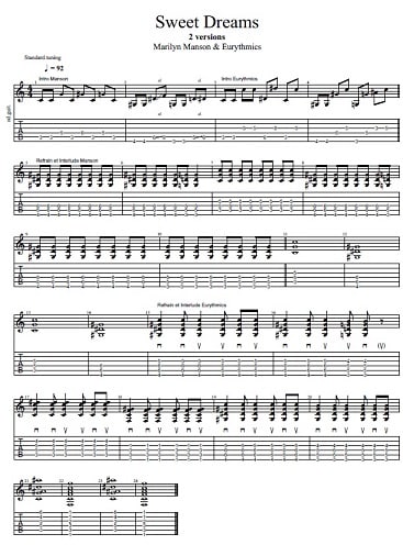 Sweet dreams partition tablature